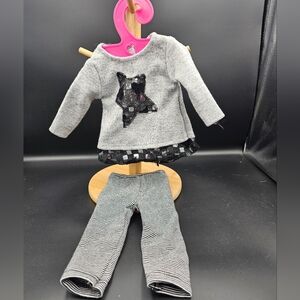 Dollie & Me Grey Sparkle Star Tunic and Leggings Set for 18" Dolls
